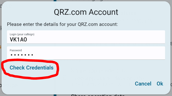 QRZ Check Credentials