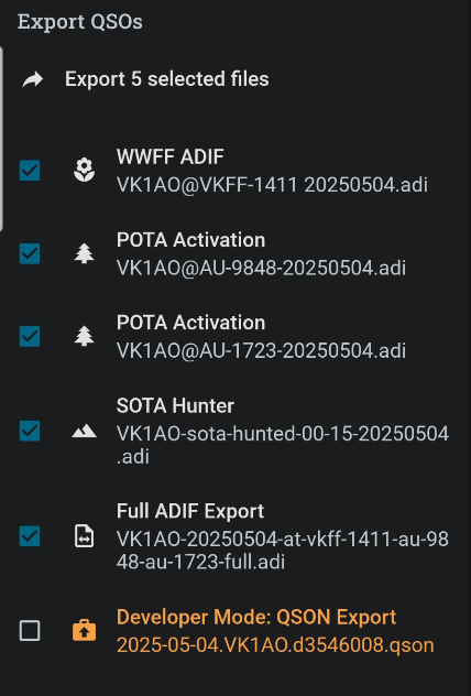 Polo export picker — one sitting, several files