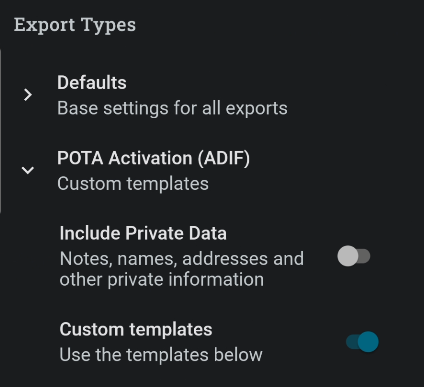 Include Private Data — leave this off for award uploads