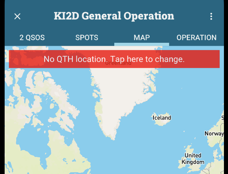 No QTH set — the map will not draw